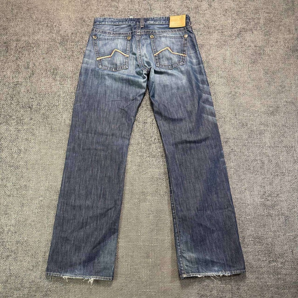 Los Angeles Denim Atelier Straight Jeans Mens 34x34 Blue Y2K Embroidered Pocket
